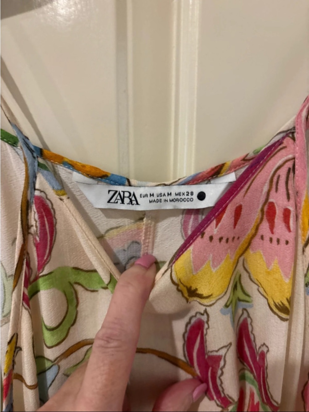 Zara Cream Maxi Dress with Pink, Green and Blue Floral Print - Picture 2 of 10
